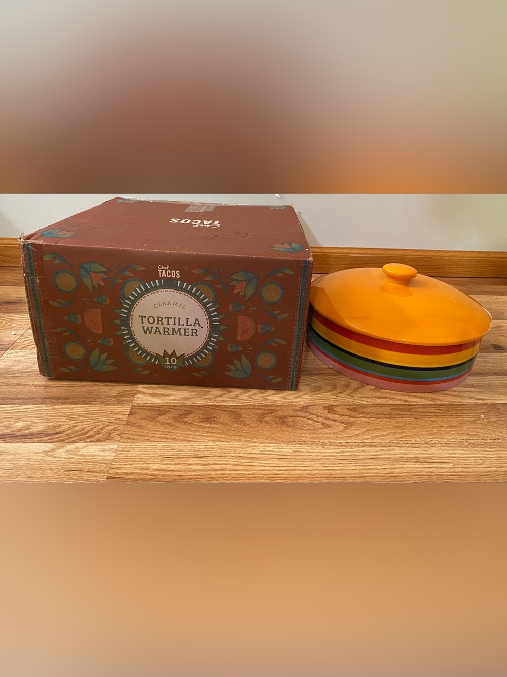 Kohl's Multicolor Ceramic Tortilla Warmer with Orange Lid - Picture 12 of 12